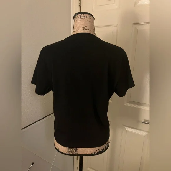 Hello Kitty dolls kill Black goth skull bow cropped Tee t shirt 1X XL 14 16 - Picture 4 of 6